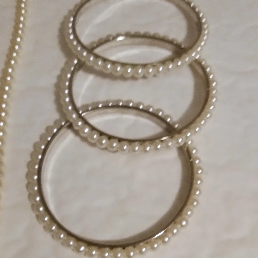 Cream White Pearl Necklace Long Strand Jewelry